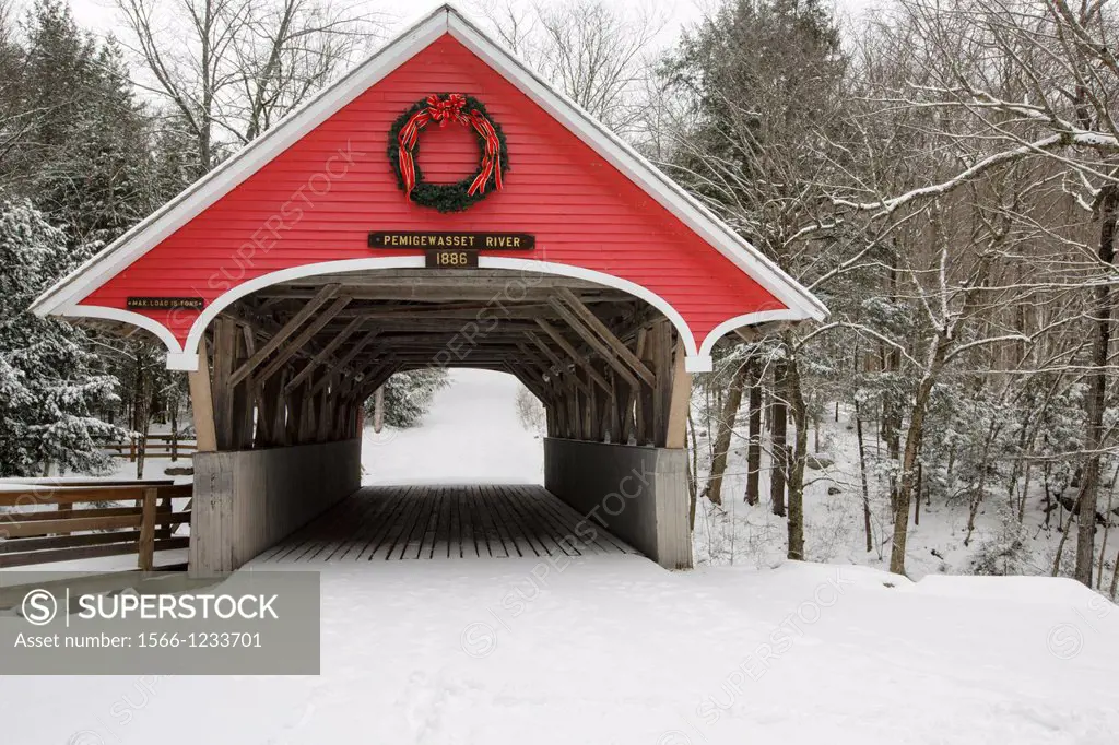 Franconia Notch State Park - Flume Covered Bridge in Lincoln, New Hampshire USA