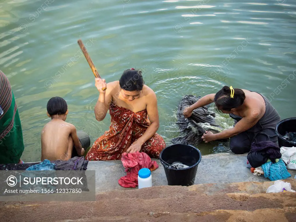 River washing, Burma