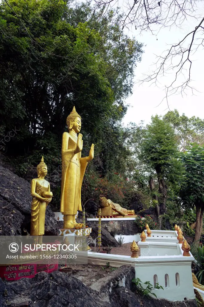 Buddha statues on Phu Si Hill, Luang Prabang, Laos.