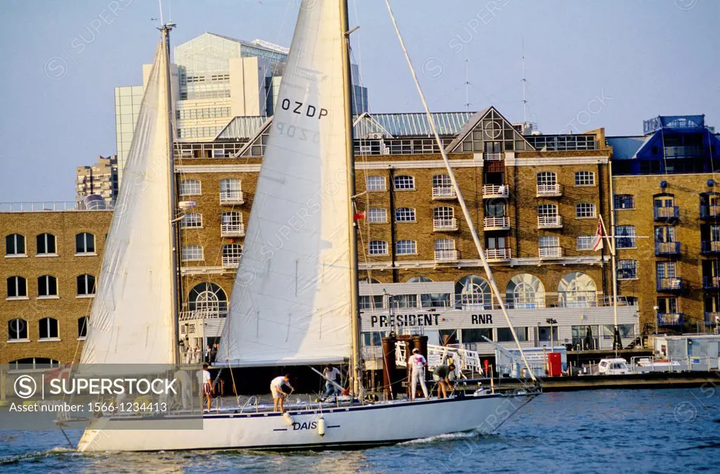 Sailboat on River Thames, London, England, UK