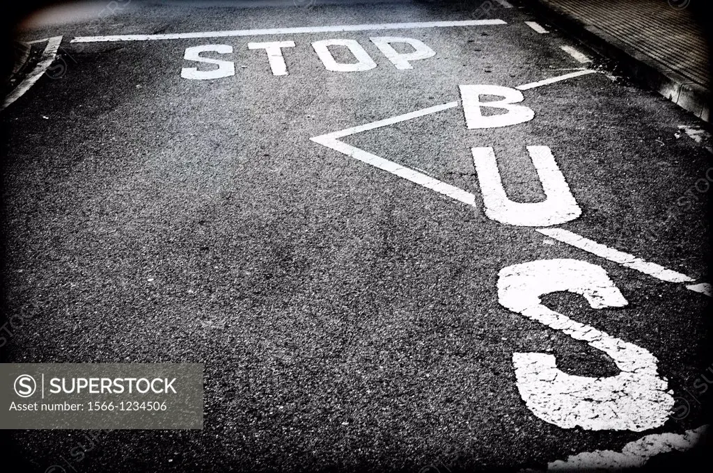 urban symbolism, road marking, bus stop