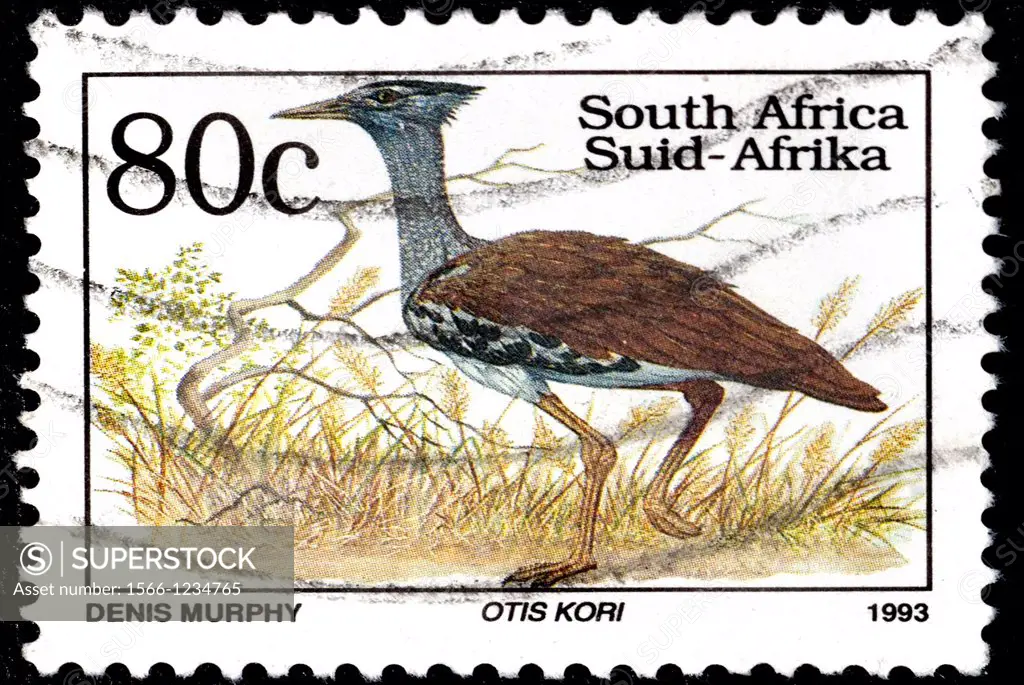 Kori Bustard, Ardeotis kori, Avutarda Kori, Animal Stamps, South Africa