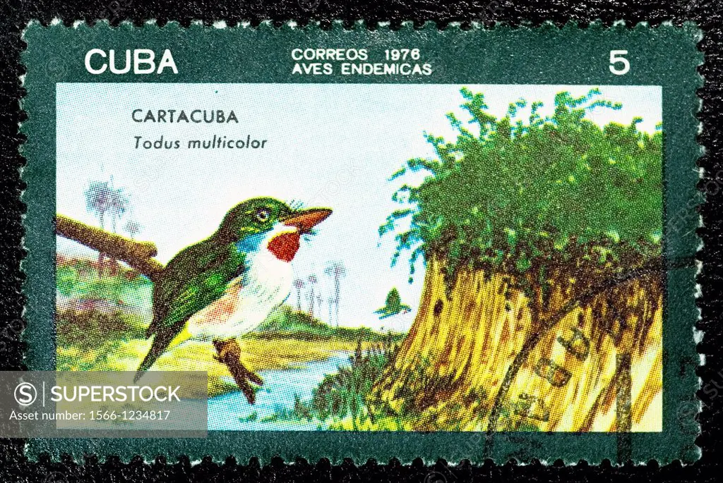 Cuban Tody, Todus multicolor, Barrancolí Cubano, Animal Stamps, Cuba
