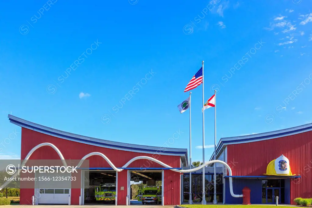 Ready Creek Fire and Rescue service main offices and workplace, Orlando, Florida, USA.