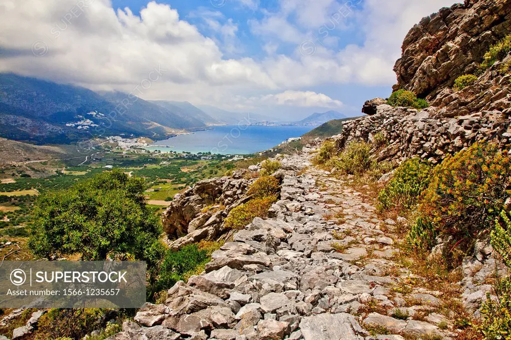 greece, cyclades, amorgos: the above Egiali, mountain path