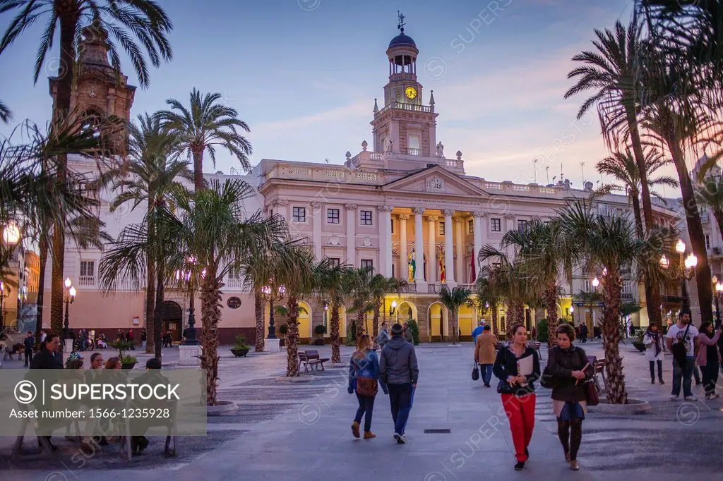 The Town hall in the San Juan de Dios square Cádiz, Andalusia, Spain