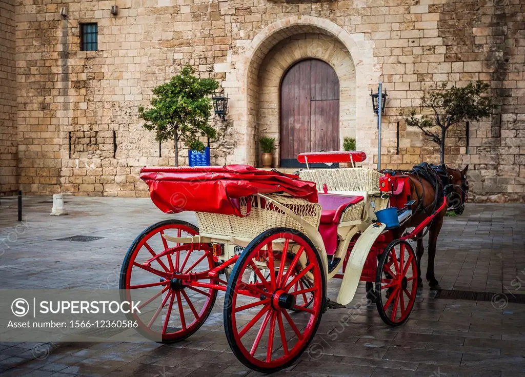 Horse drawn carriage in Palma de Mallorca,Balearic Islands,Spain.