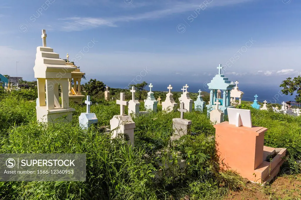 Cemetery at the Catholic church at Sao Lorenzo, Fogo Island, Cape Verde.