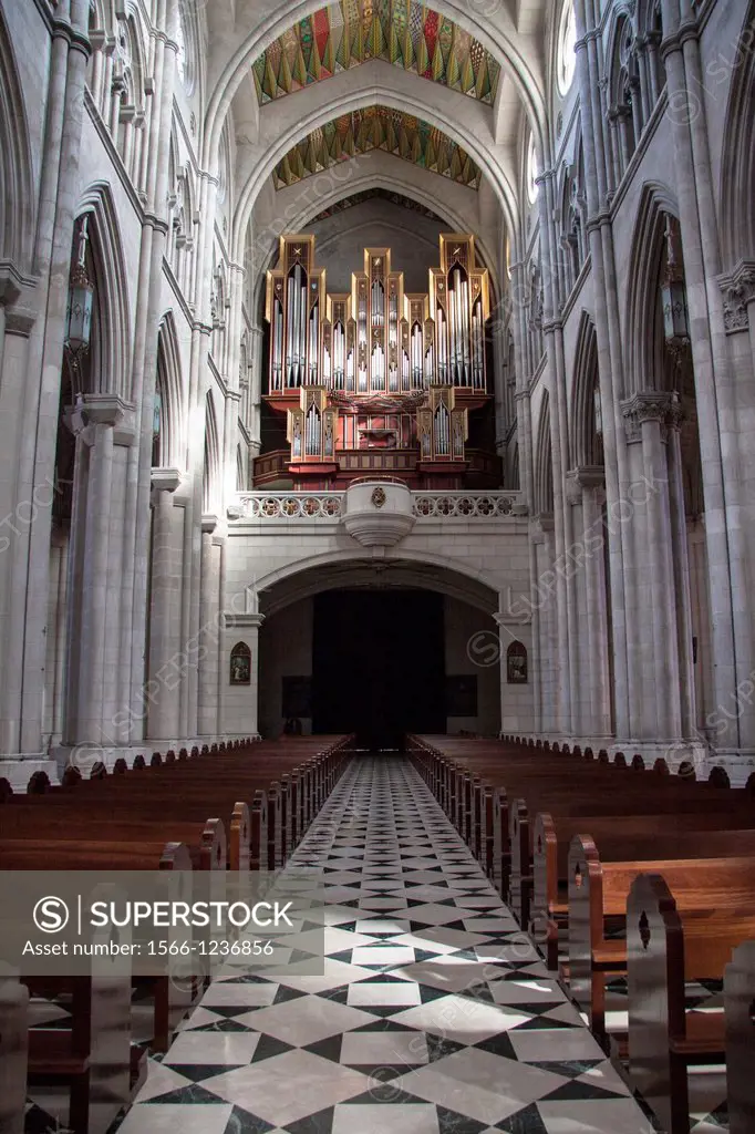 Organ. Cathedral of Santa María la Real de La Almudena, interior, Madrid, Spain.