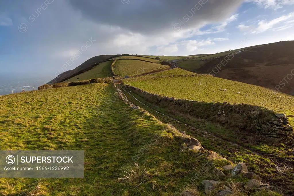 Landscape view over Exmoor in the Exmoor National Park near Lynmouth, Devon, England, UK, Europe