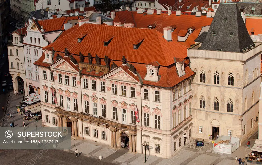 Golz-Kinsky Palace, viewed from Old Town Hall, Old Town Square, Staromestske namesti, Prague, Czech Republic, Europe.