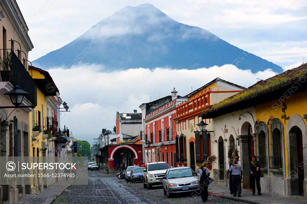 A street in Antigua, Guatemala, Central America.