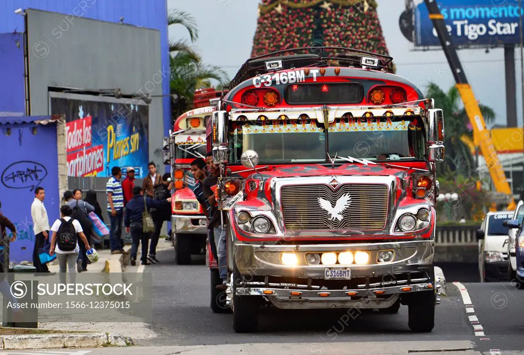 A public bus in Guatemala City, Guatemala, Central America.