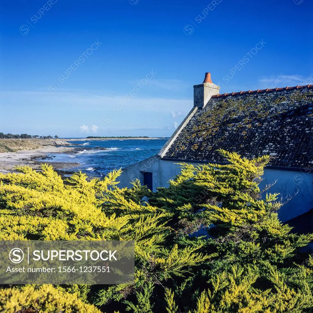 Ancient customs house and coastline ´Quibéron´ Brittany France
