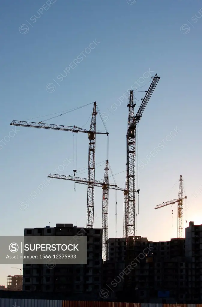 Construction site. Construction cranes.
