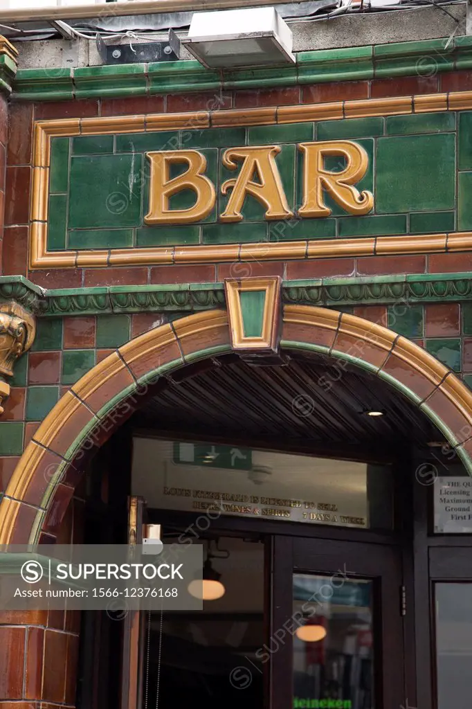 Bar Sign in Temple Bar, Dublin, Ireland.