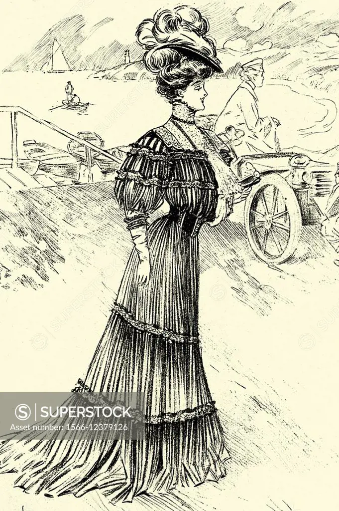 Fashion in 1906  Antique illustration  1906