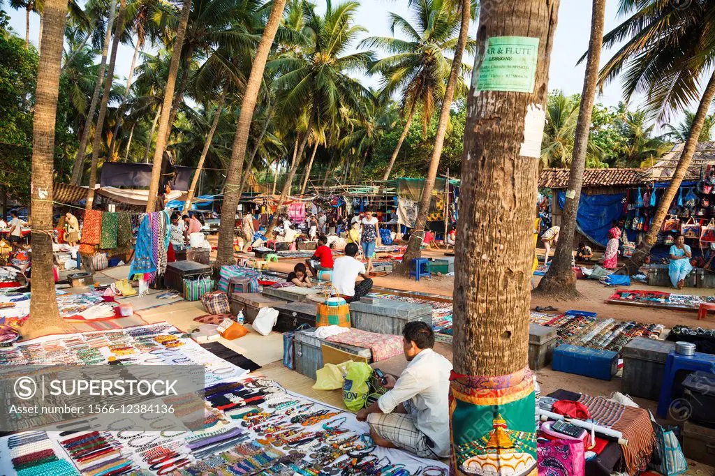 Wednesday Flea Market in Anjuna, Goa, India.