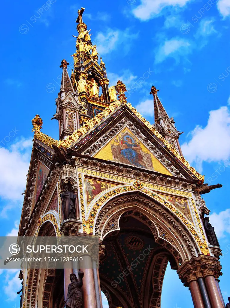 The Albert Memorial in South Kensington in London, England, on a fine day