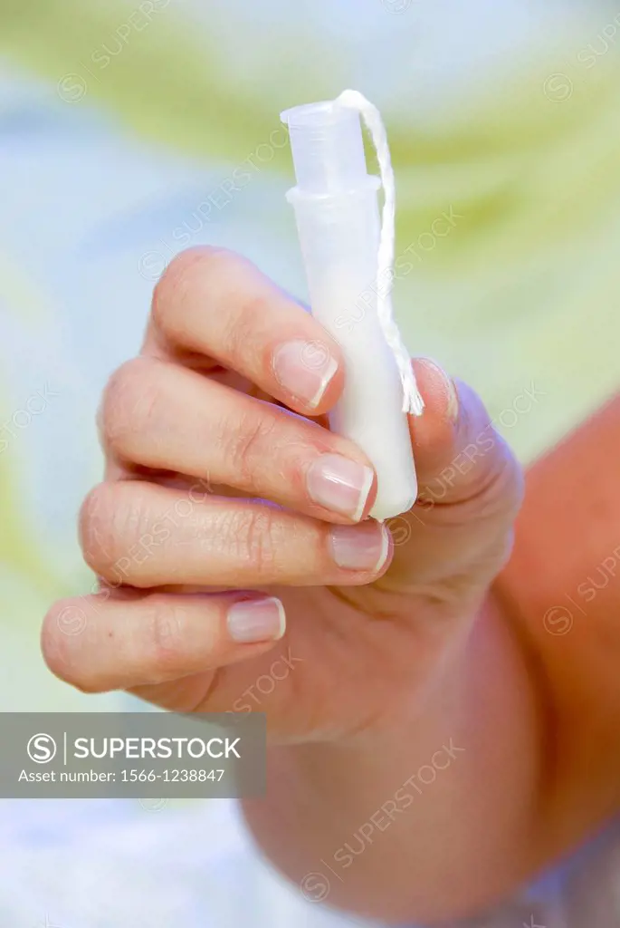 Tampon  This is placed inside a woman´s vagina to absorb the blood and cells released during a menstrual period