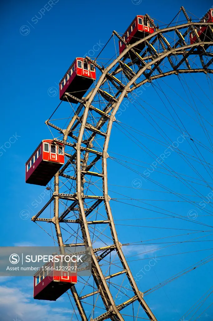 Wiener Riesenrad, Viennese giant ferris wheel, Volks-Prater amusement park, Vienna, Austria, Europe