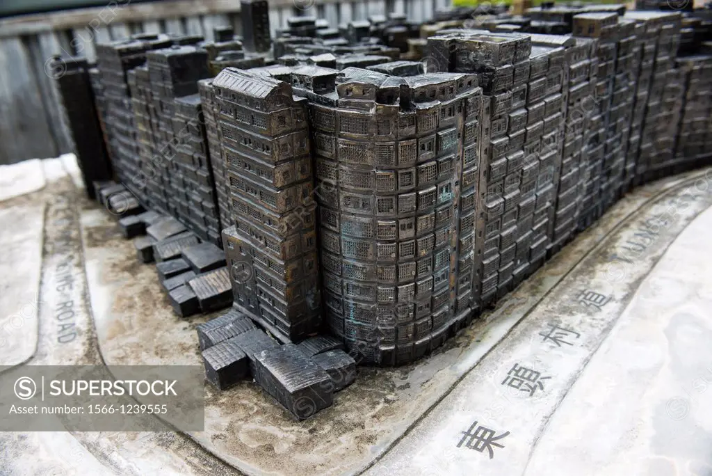 A scale model of the old Kowloon Walled City before it was demolised in 1994, Hong Kong