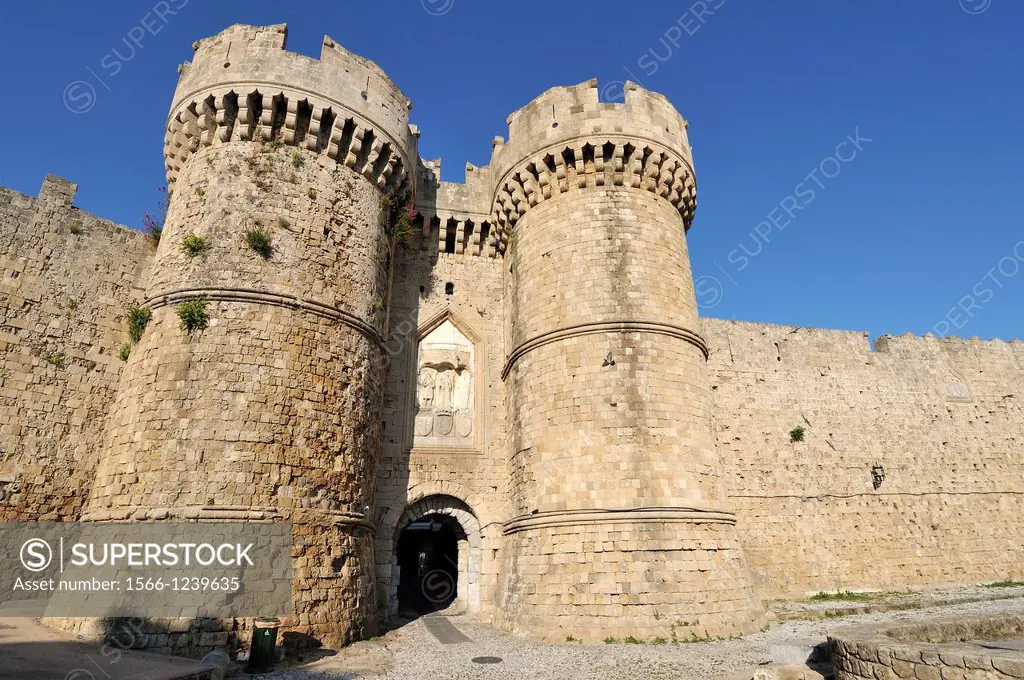 Rhodes  Dodecanese Islands  Greece  Marine Gate in the Old City Walls, Old Town, Rhodes City