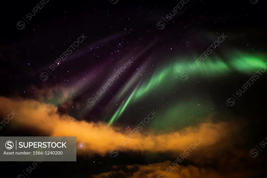 Aurora Borealis or Northern Lights, Iceland Clouds and Auroras