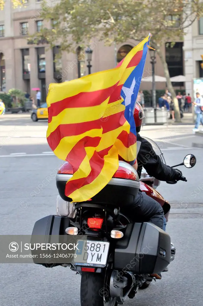 Catalonia independence flag, Barcelona, Catalonia, Spain