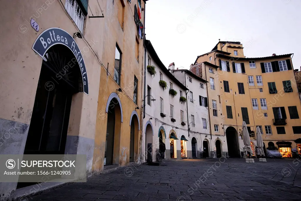 Square of the Amphitheater in Lucca, Tuscany, Italy