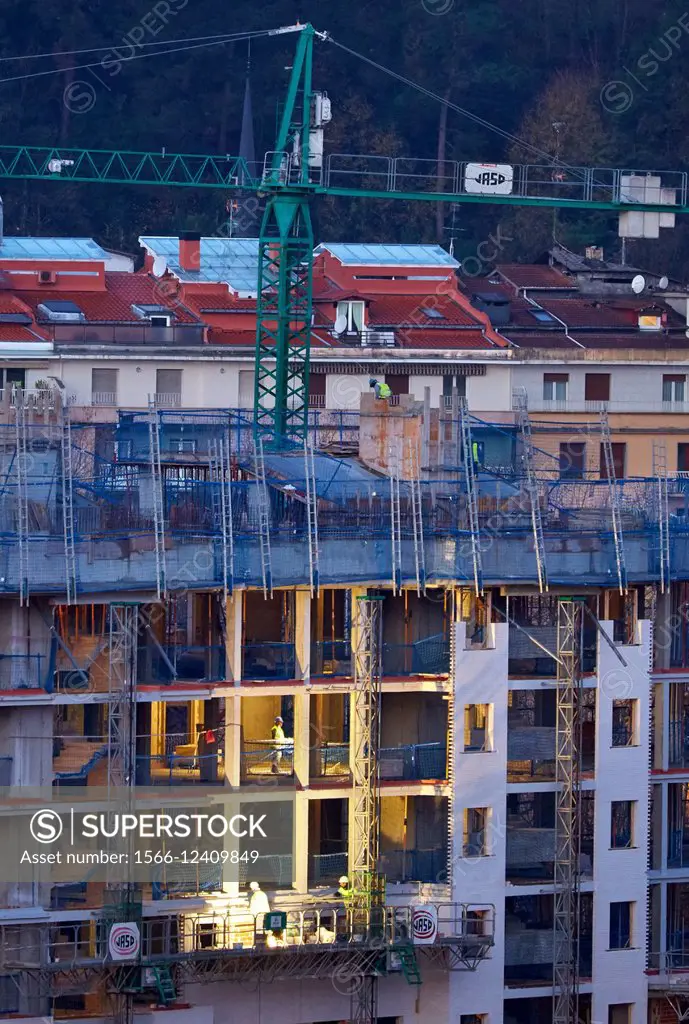 Building under construction, Housing construction, Donostia San Sebastian, Gipuzkoa, Basque Country, Spain.