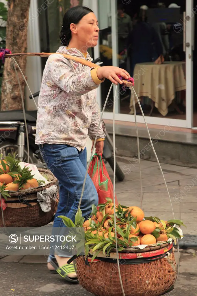 Vietnam, Hanoi, fruit vendor,.