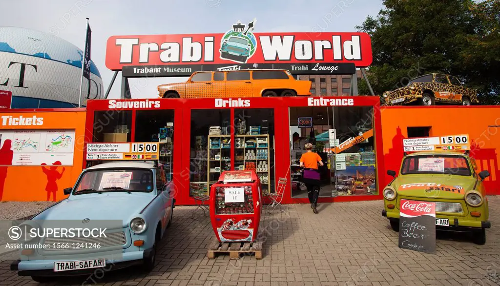 Trabant cars of Trabi Safari sightseeing tours, Trabi World Trabant museum and cars used for city sightseeing tours Zimmerstrasse 97, Berlin, Germany,...