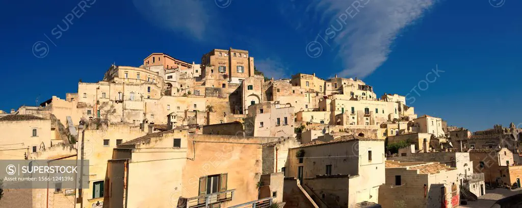 The ancient cave dwellings, known as  Sassi  , in Matera, Southern Italy  A UNESCO World Heritage Site