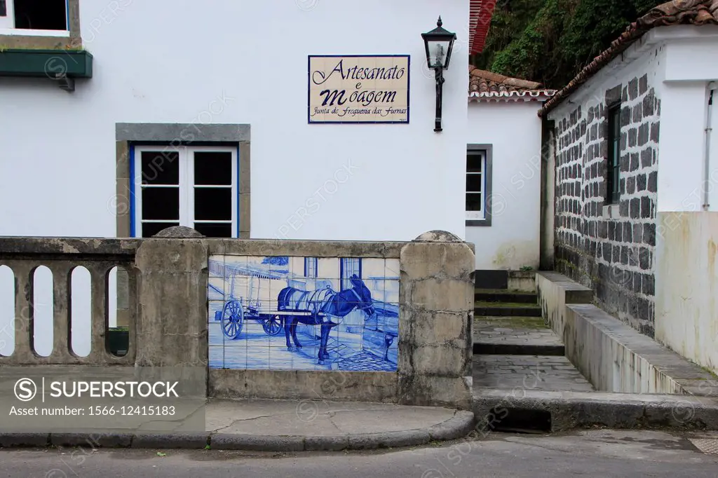 Artesanato e moagem, building detail. Furnas, Sao Miguel Island, Azores, Portugal
