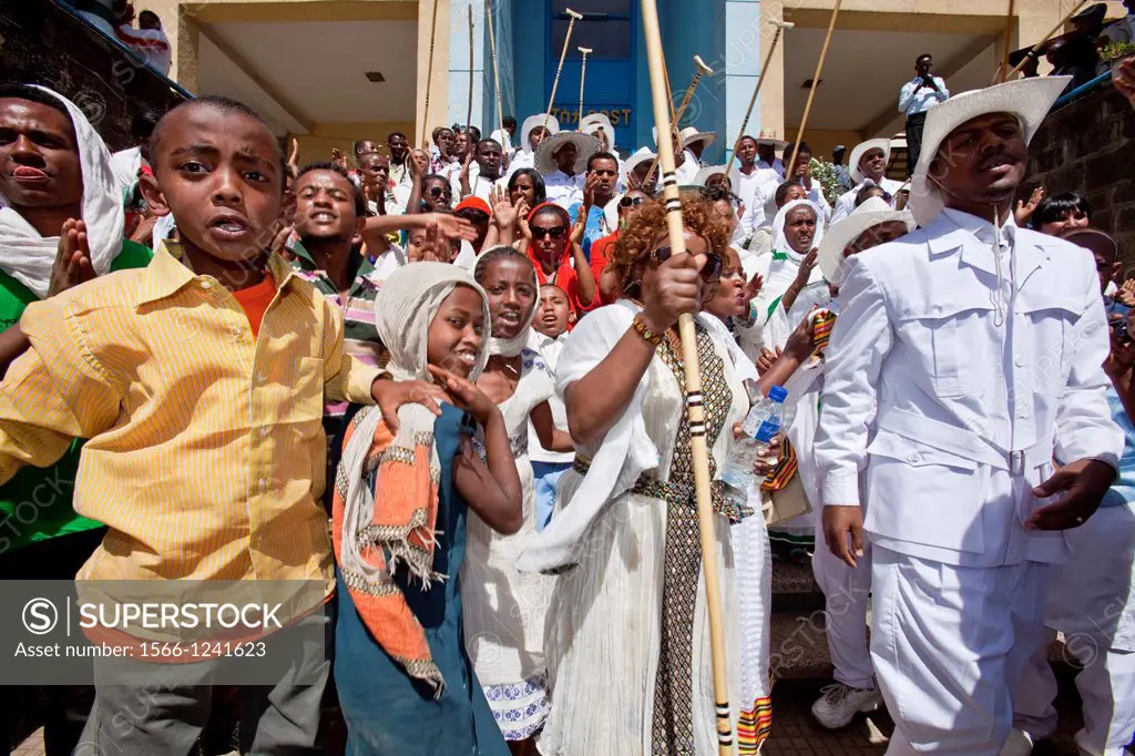 Ethiopian People Celebrating Timkat The Festival of Epiphany, Gondar, Ethiopia