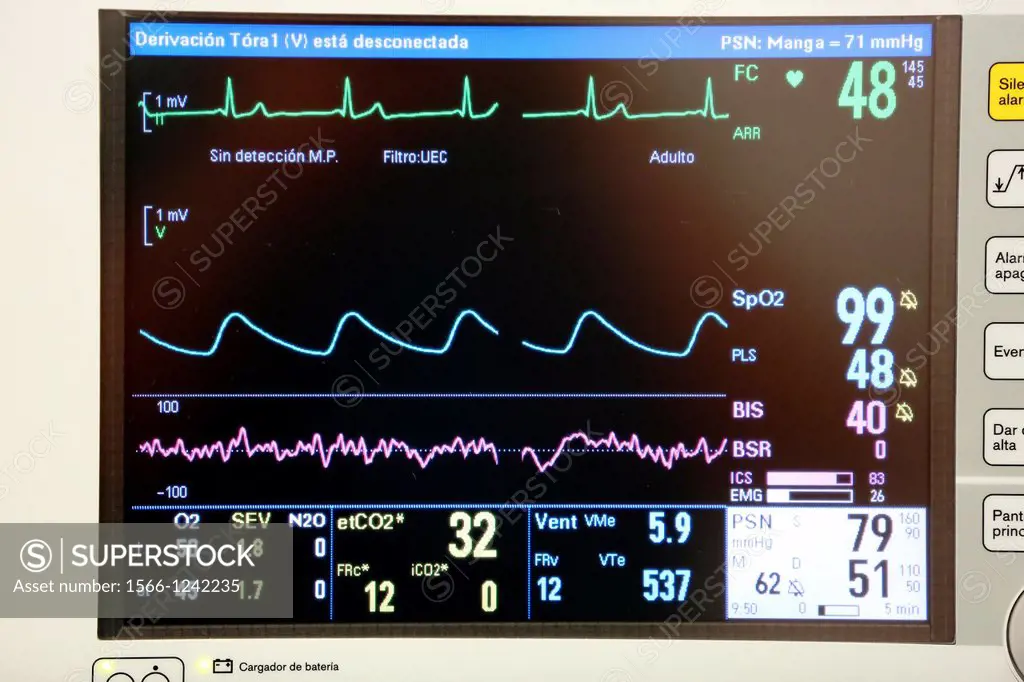 anesthetist and display vital signs, Onkologikoa Hospital, Oncology Institute, Case Center for prevention, diagnosis and treatment of cancer, Donostia...