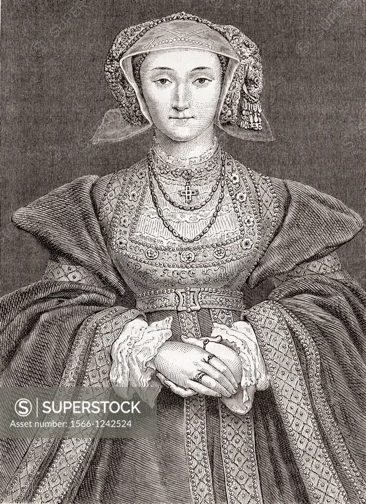 Anne of Cleves, 1515 -1557  German noblewoman and the fourth wife of Henry VIII of England  From Histoire Des Peintres, École Allemande, published 187...