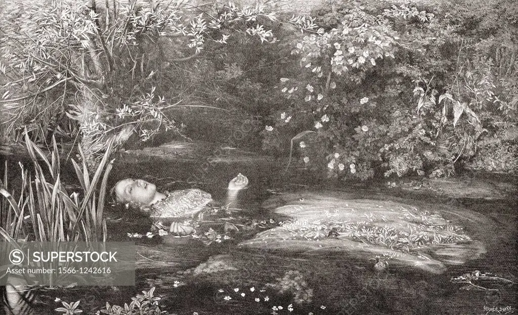 ´Ophelia ´ After the painting by Sir John Everett Millais  Elizabeth Siddal was the model  From The Strand Magazine, published 1896