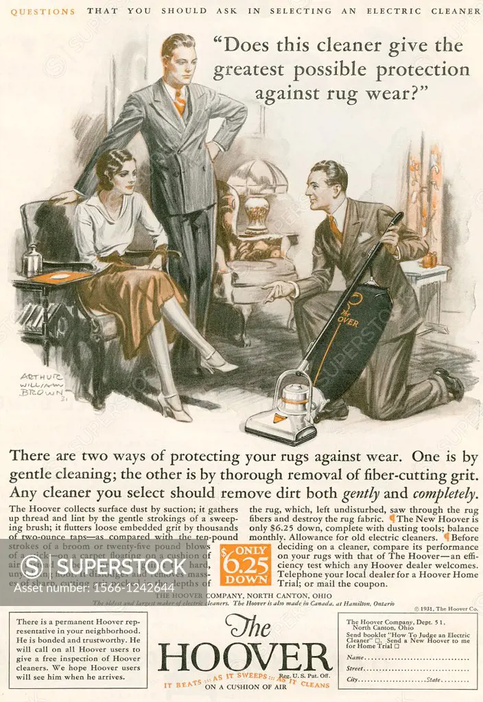 A 1930´s advertisement for The Hoover  From The Literary Digest published 1931