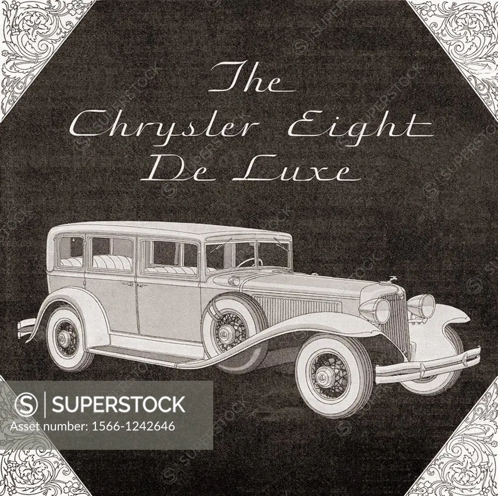 A 1930´s advertisement for a Chrysler Eight De Luxe car  From The Literary Digest published 1931