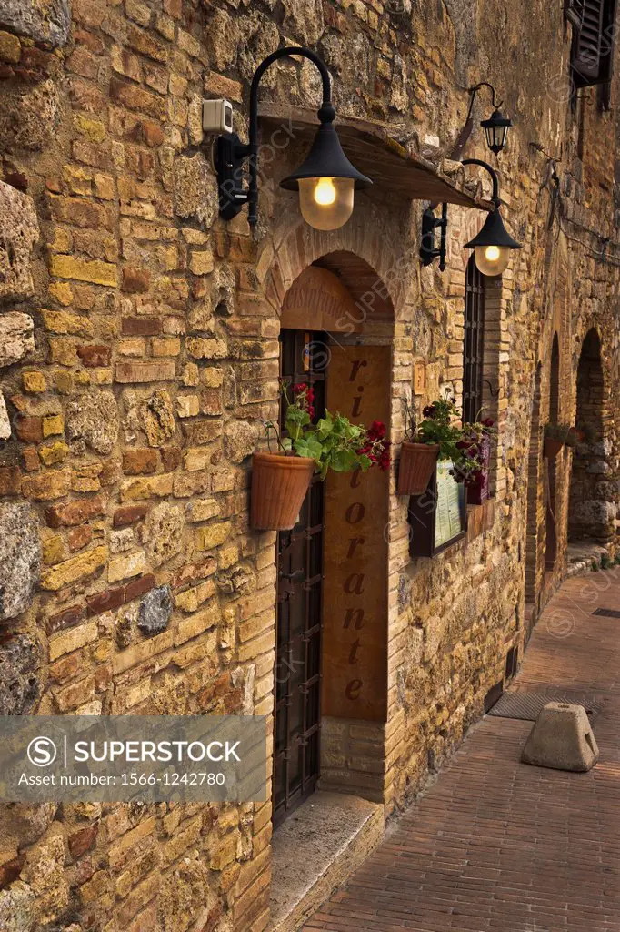 Typical restaurant in San Gimignano, Tuscany, Central Italy, Italy, Europe
