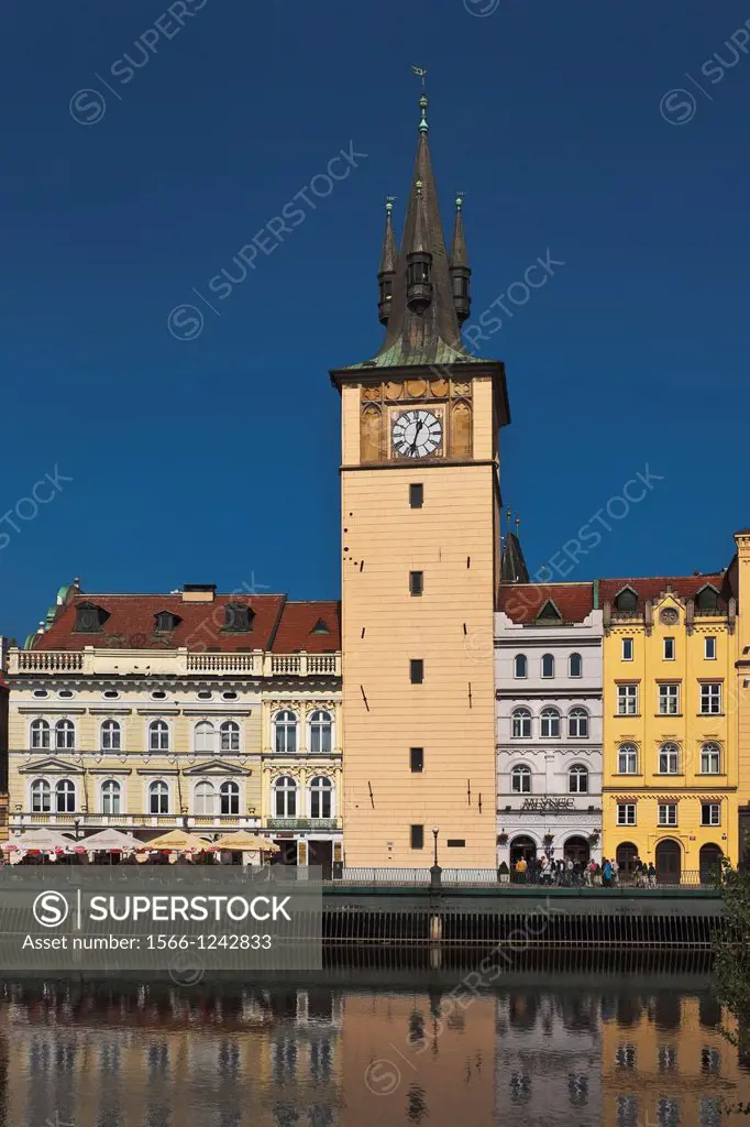 Old water tower on the bank of Vltava river, Prague, Hlavni mesto Praha, Czech Republic, Europe