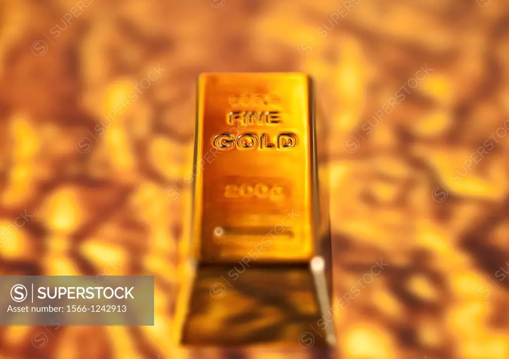 Fine Gold Bar on a molten gold background