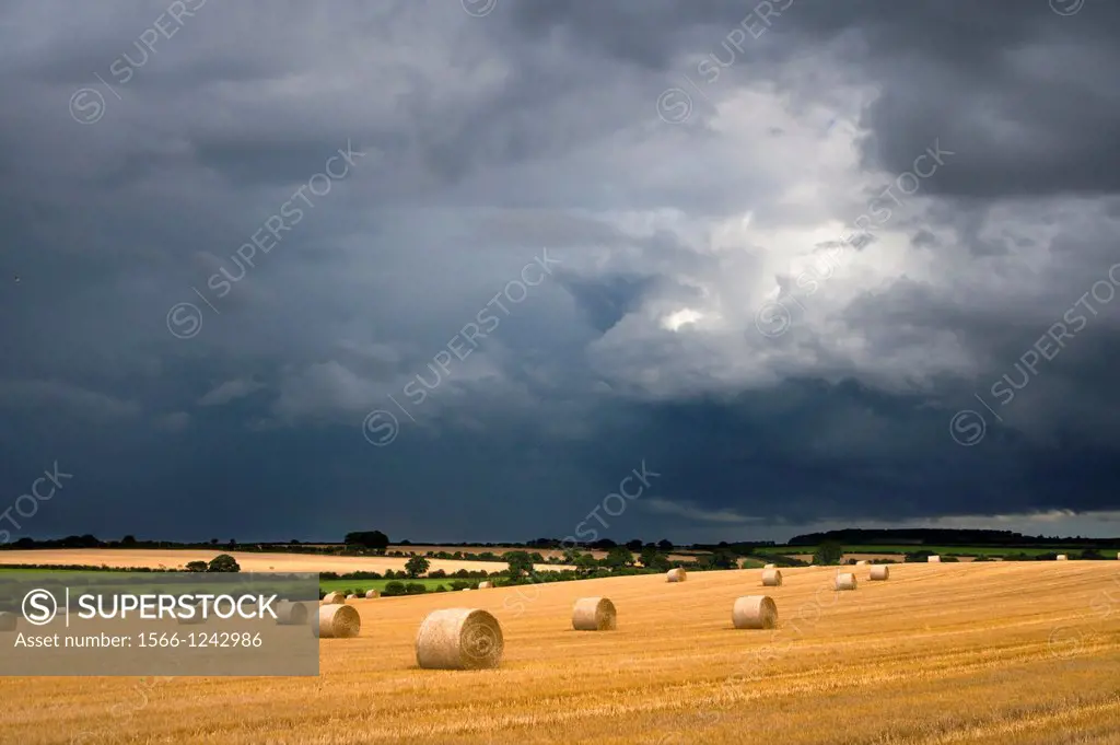 Stubble and Bales after Harvest Norfolk August