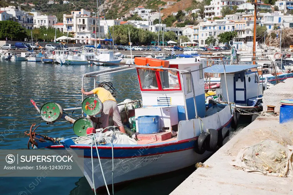 port, Aghios Kirykos, Ikaria island, Aegean Sea, Greece, Europe.