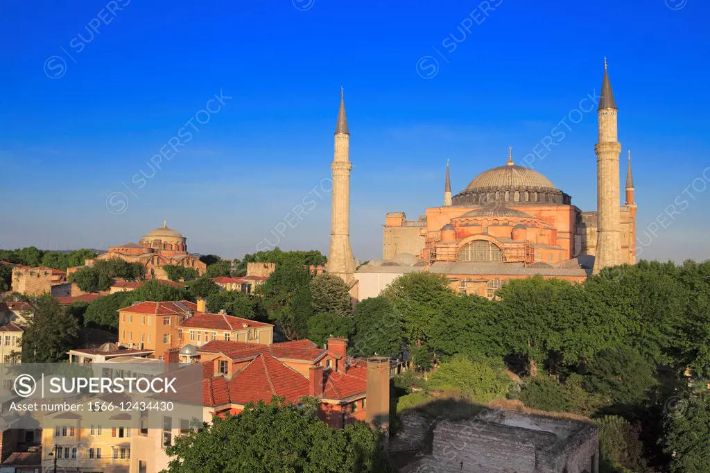 Hagia Sophia (537), right and Hagia Irene (548), left, Istanbul, Turkey.