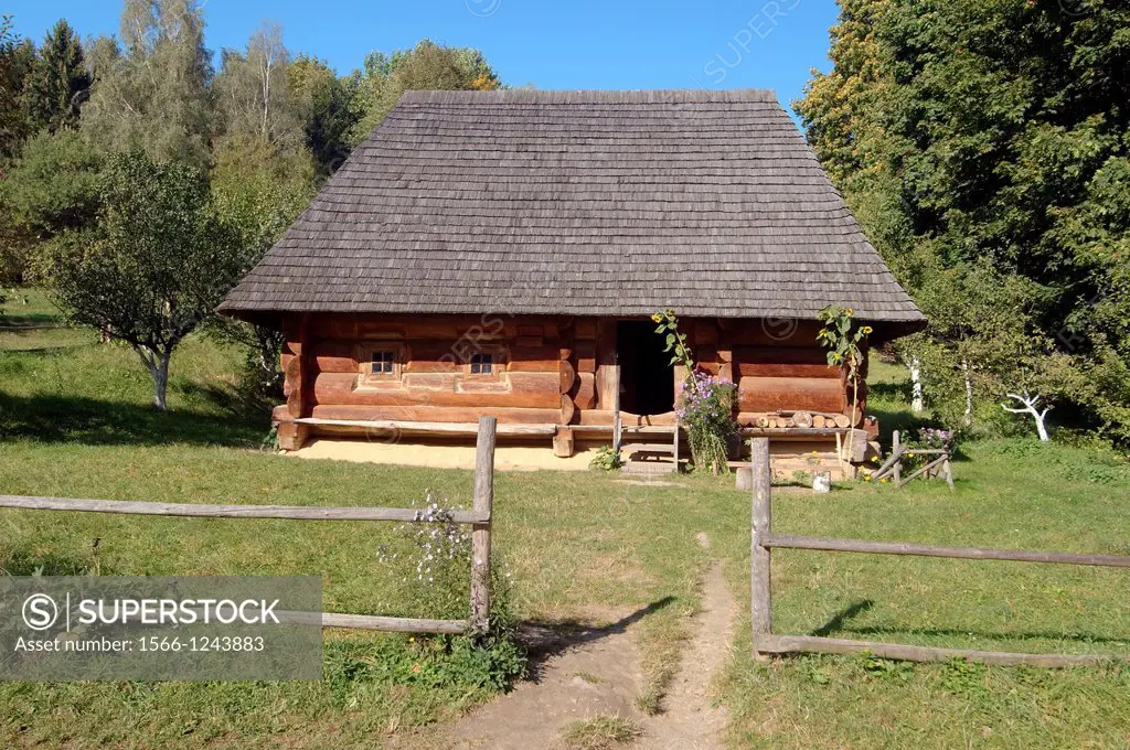 old wooden Ukrainian log hut, Lviv, Ukraine, Eastern Europe