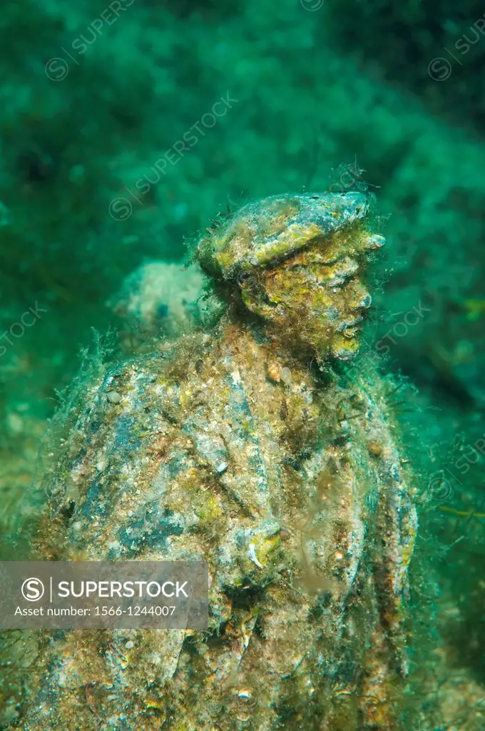 Underwater museum ´Reddening leaders´, Vladimir Ilyich Ulyanov, Lenin, sculpture, Cape Tarhankut, Tarhan Qut, Black sea, Crimea, Ukraine, Eastern Euro...