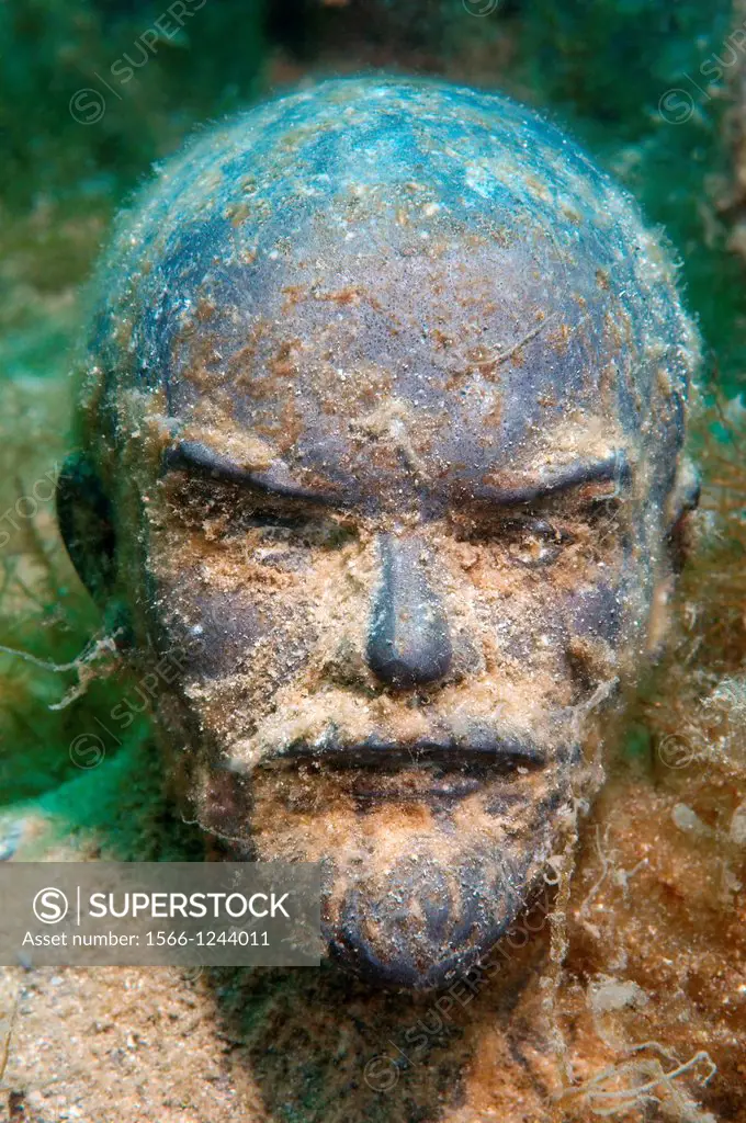 Underwater museum ´Reddening leaders´, Vladimir Ilyich Ulyanov, Lenin, sculpture, Cape Tarhankut, Tarhan Qut, Black sea, Crimea, Ukraine, Eastern Euro...